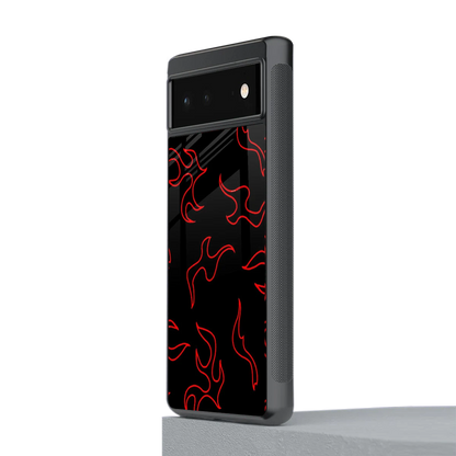Lil Flames Red stylish phone case for google pixel 6 | glossy glass and slim fit