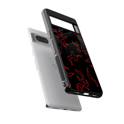 Lil Flames Red sleek google pixel 7a cover with tempered glass back and TPU edges