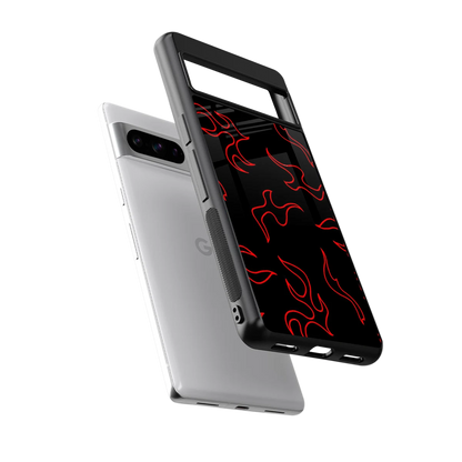 Lil Flames Red sleek google pixel 8 pro cover with tempered glass back and TPU edges