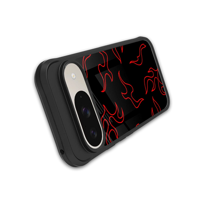 Lil Flames Red stylish phone case for google pixel 9 | glossy glass and slim fit