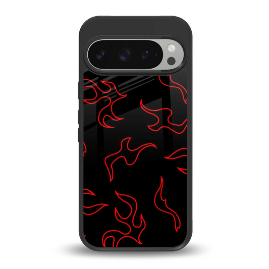 Lil Flames Red back phone cover | glass case for google pixel 9 pro xl