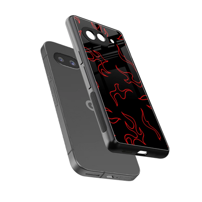 Lil Flames Red sleek google pixel 10a cover with tempered glass back and TPU edges
