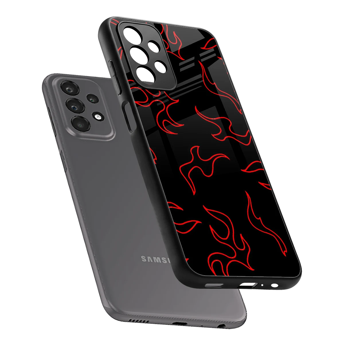 Lil Flames Red sleek samsung galaxy a23 cover with tempered glass back and TPU edges