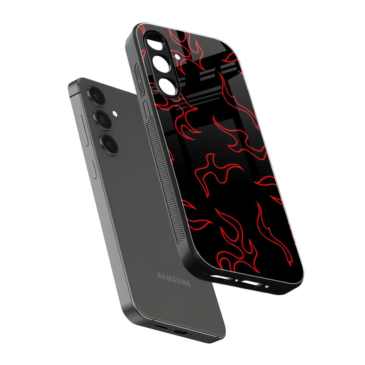 Lil Flames Red sleek samsung galaxy m35 5g cover with tempered glass back and TPU edges