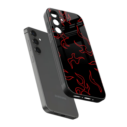 Lil Flames Red sleek samsung galaxy m35 5g cover with tempered glass back and TPU edges