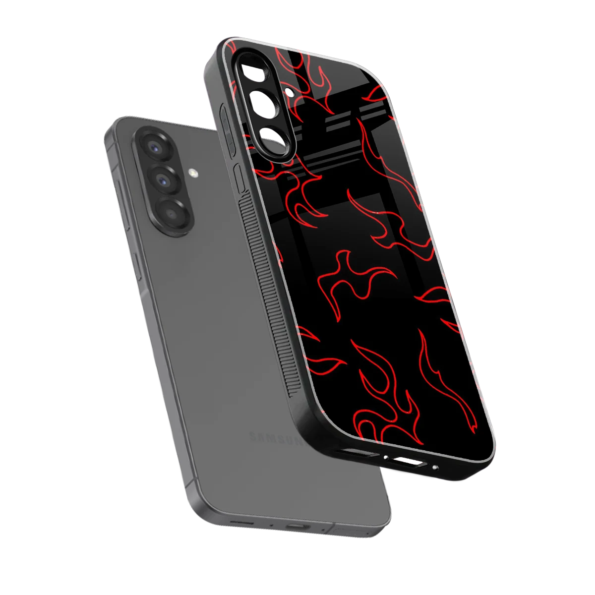 Lil Flames Red sleek samsung galaxy a17 5g cover with tempered glass back and TPU edges