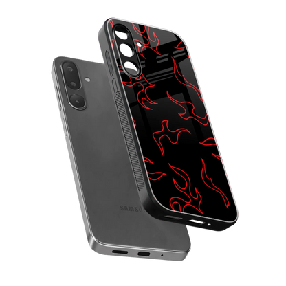 Lil Flames Red sleek samsung galaxy m56 5g cover with tempered glass back and TPU edges
