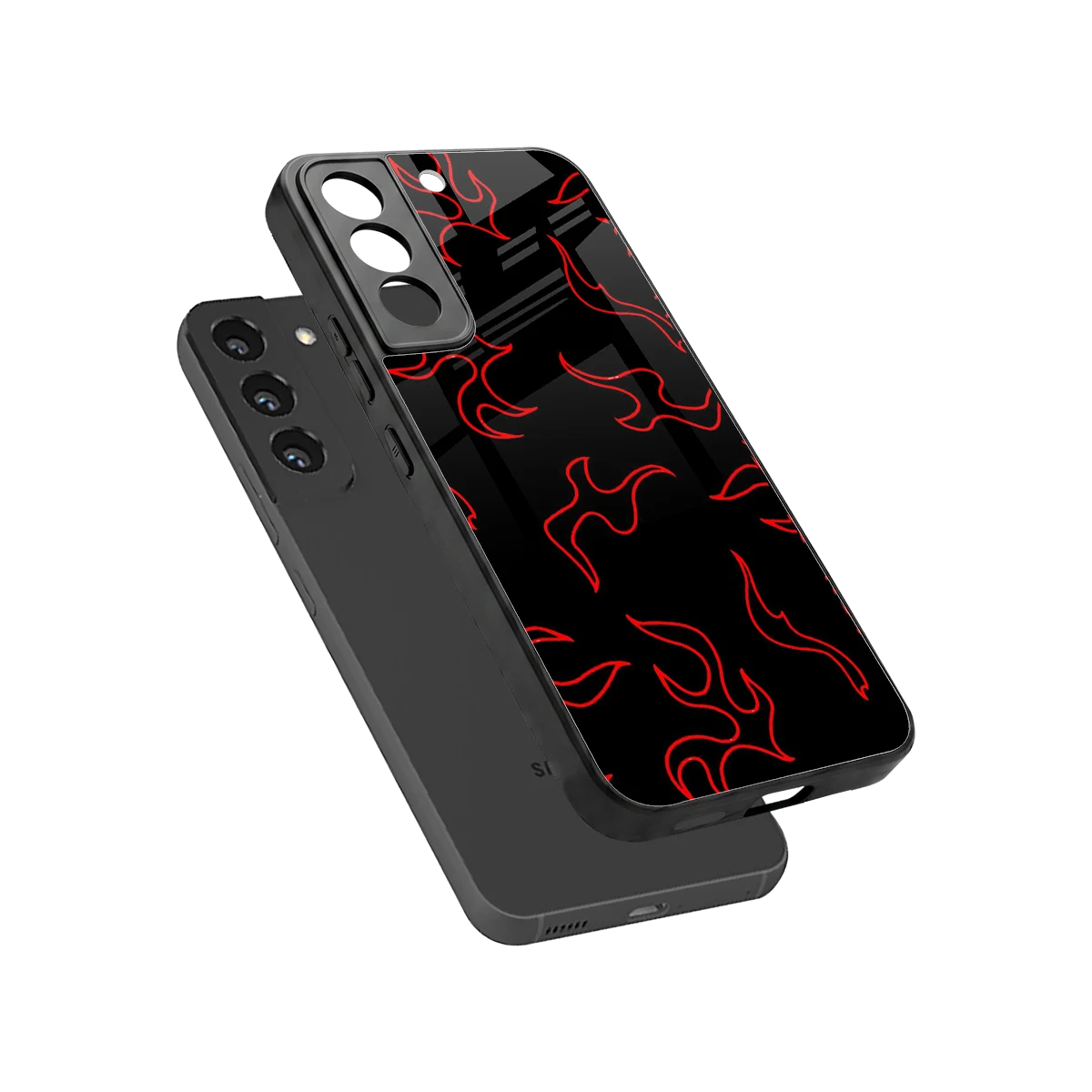 Lil Flames Red sleek samsung galaxy s22 cover with tempered glass back and TPU edges