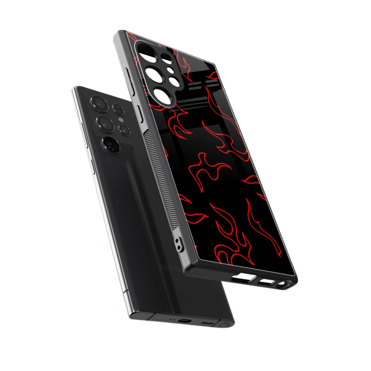 Lil Flames Red sleek samsung galaxy s23 ultra cover with tempered glass back and TPU edges