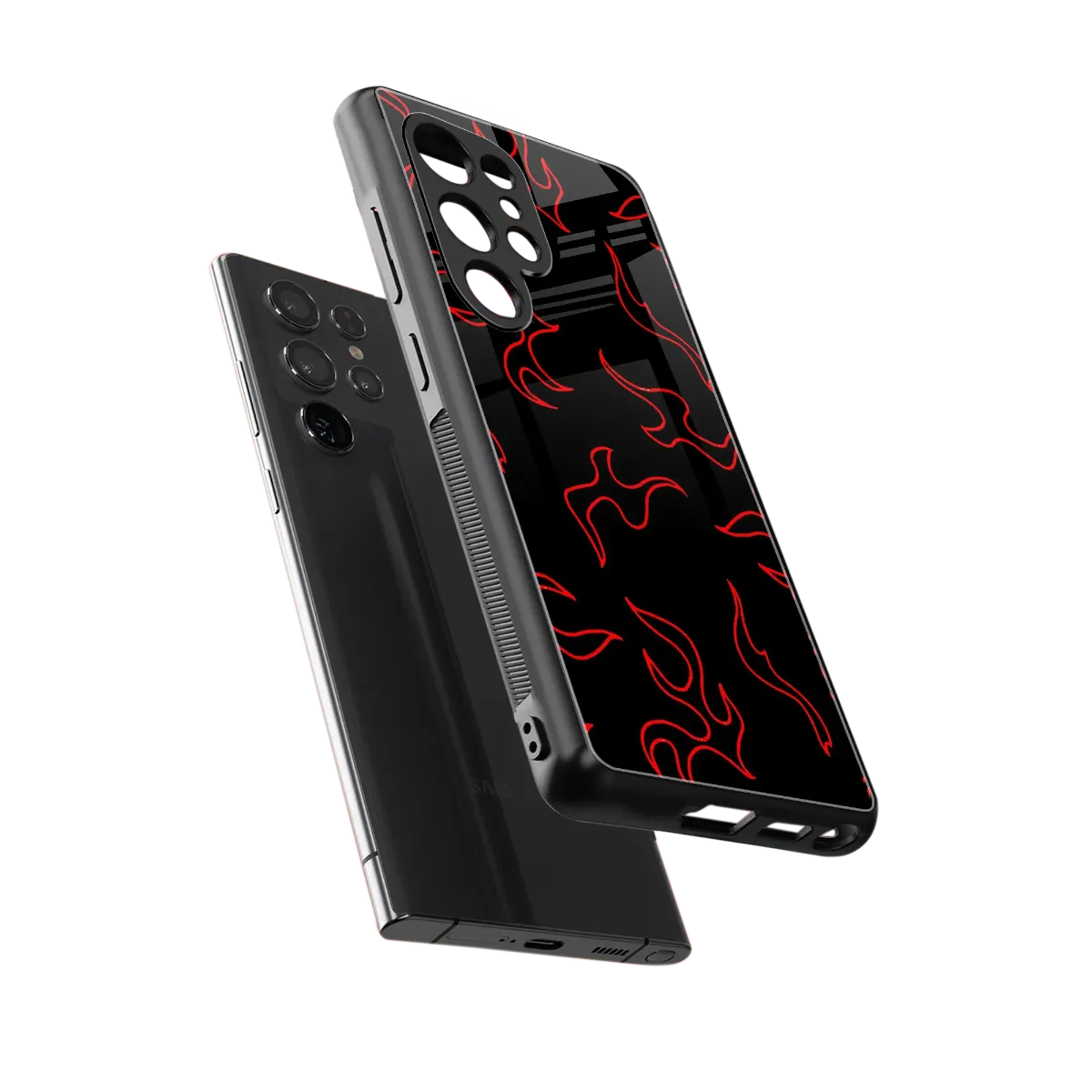Lil Flames Red sleek samsung galaxy s25 ultra cover with tempered glass back and TPU edges
