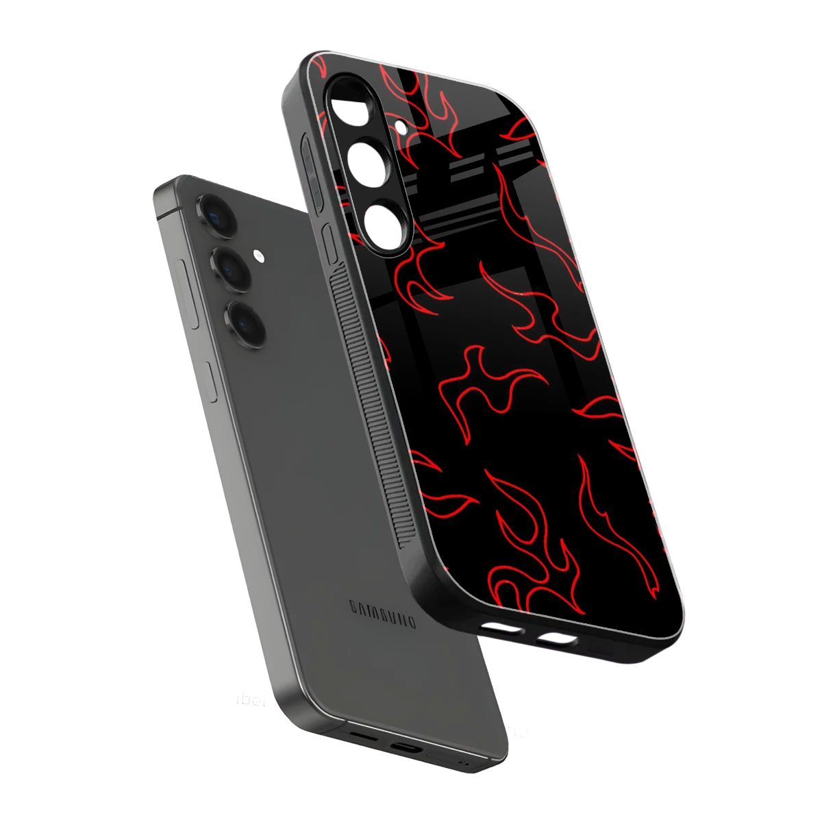 Lil Flames Red sleek samsung galaxy s24 cover with tempered glass back and TPU edges