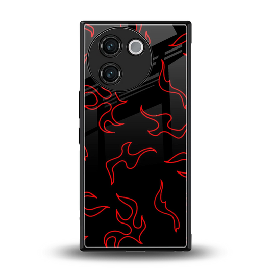 Lil Flames Red back phone cover | glass case for vivo v30e