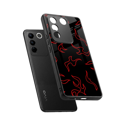 Lil Flames Red sleek vivo v27 5g cover with tempered glass back and TPU edges