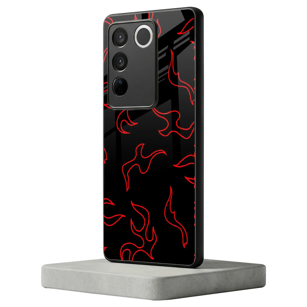 Lil Flames Red vivo v27 5g mobile cover | shockproof glass phone case