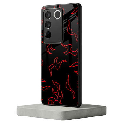 Lil Flames Red vivo v27 5g mobile cover | shockproof glass phone case