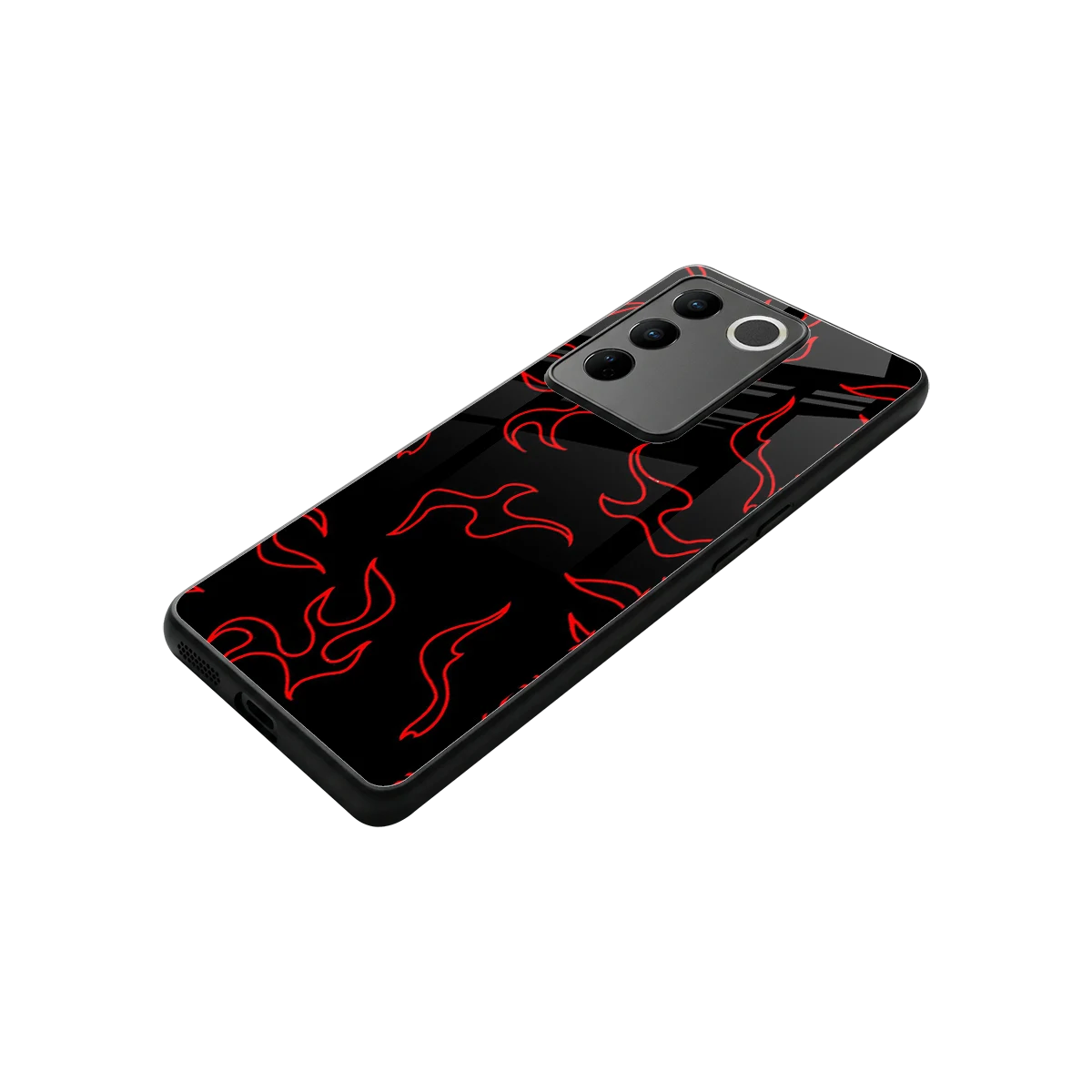 Lil Flames Red stylish phone case for vivo v27 5g | glossy glass and slim fit