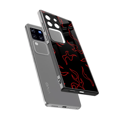 Lil Flames Red sleekvivo v30 pro cover with tempered glass back and TPU edges