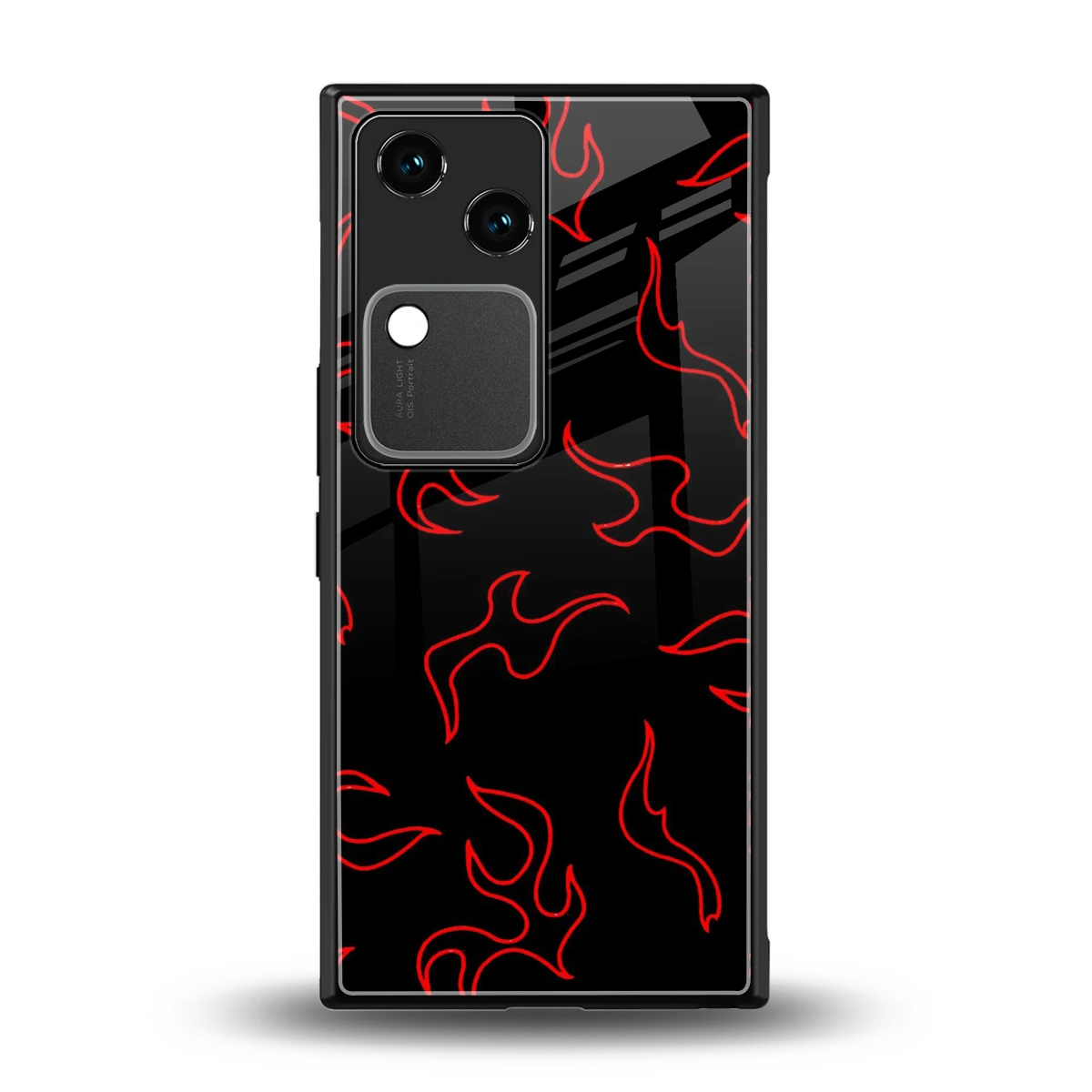 Lil Flames Red back phone cover | glass case for vivo v30