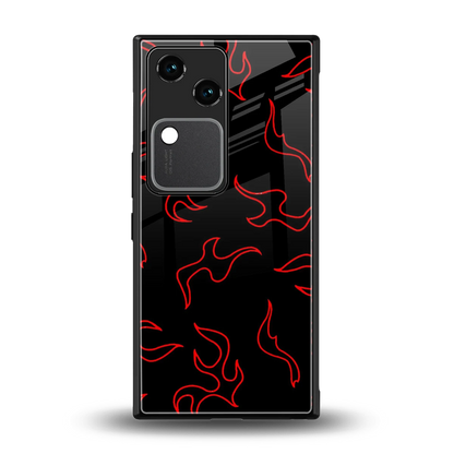 Lil Flames Red back phone cover | glass case for vivo v30
