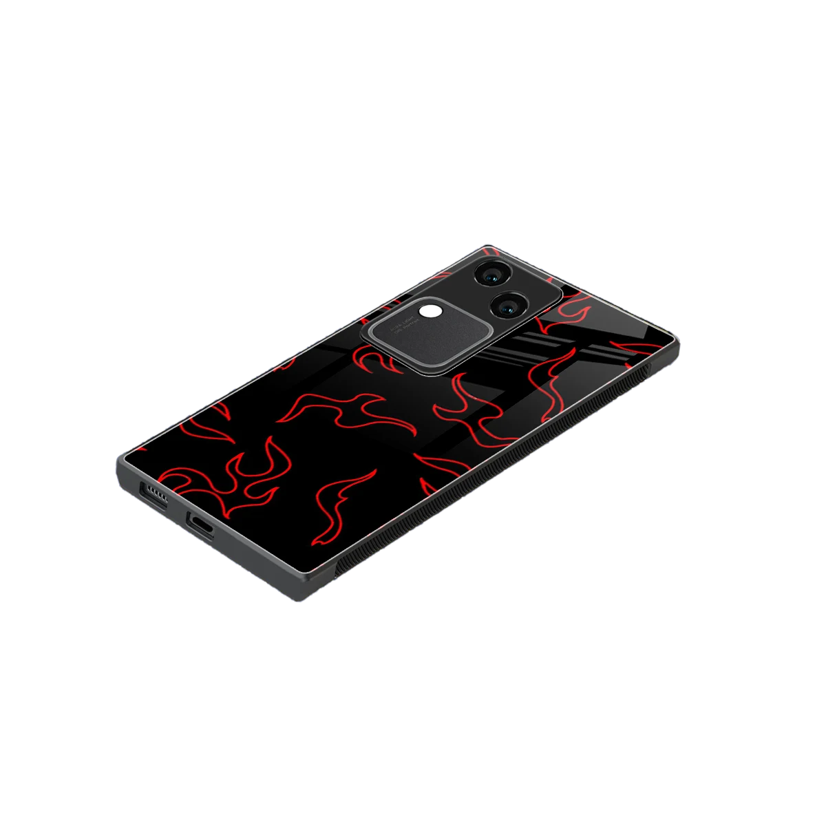 Lil Flames Red stylish phone case for vivo v30 | glossy glass and slim fit