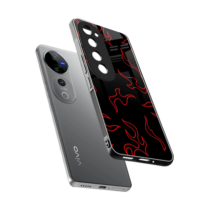 Lil Flames Red sleek vivo v40 pro cover with tempered glass back and TPU edges