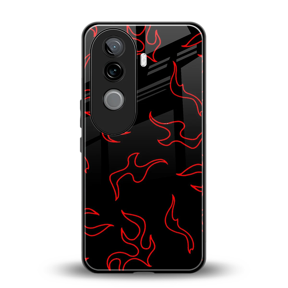 Lil Flames Red back phone cover | glass case for vivo v40e