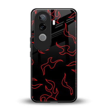 Lil Flames Red back phone cover | glass case for vivo v40e