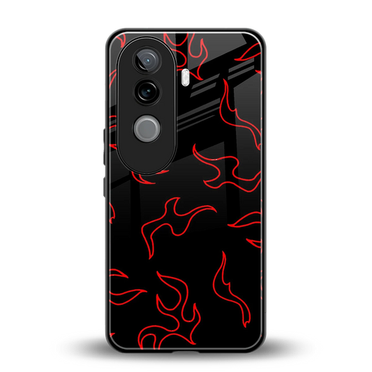 Lil Flames Red back phone cover | glass case for vivo v40e