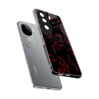 Lil Flames Red sleek vivo v40e cover with tempered glass back and TPU edges
