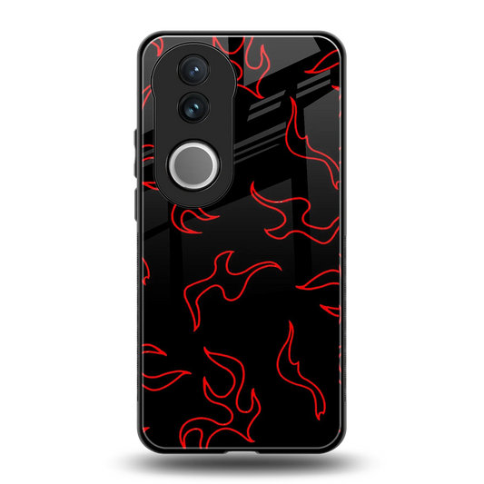 Lil Flames Red back phone cover | glass case for vivo v50
