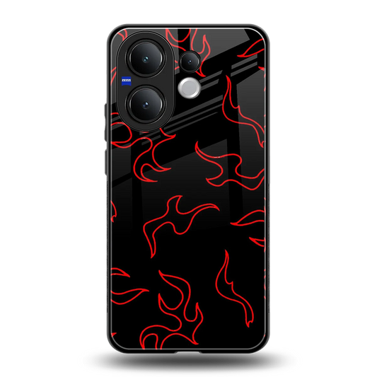Lil Flames Red back phone cover | glass case for vivo v60