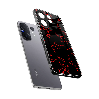 Lil Flames Red sleek vivo v60 cover with tempered glass back and TPU edges