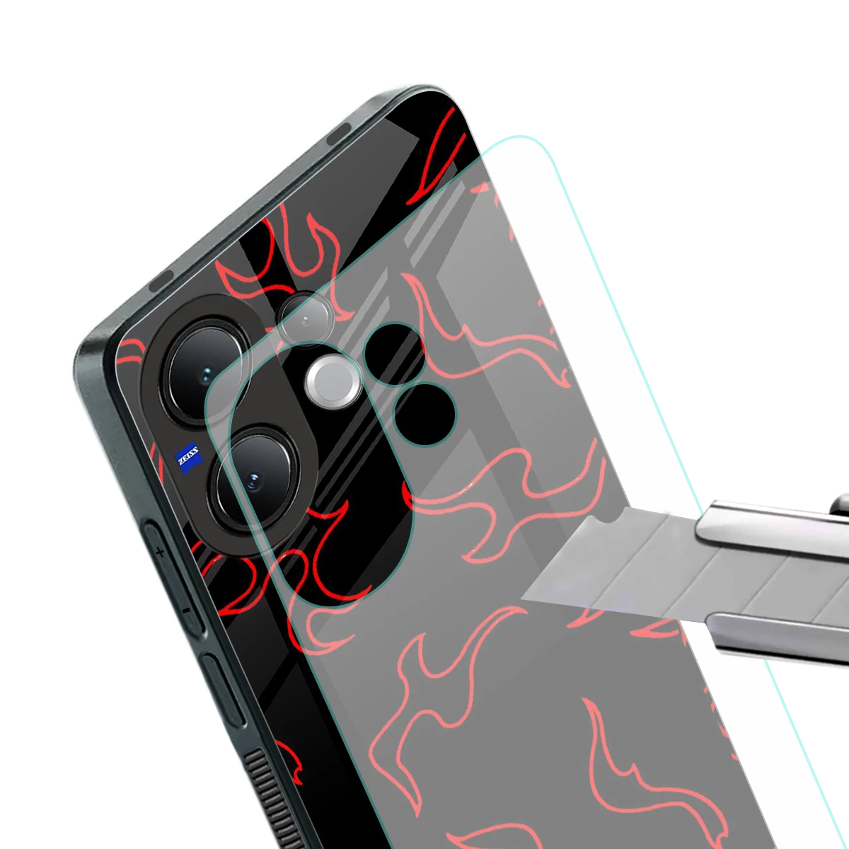Lil Flames Red stylish phone case for vivo v60 | glossy glass and slim fit