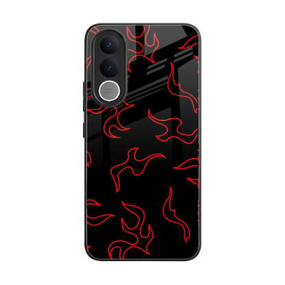 Lil Flames Red back phone cover | glass case for vivo v70 fe