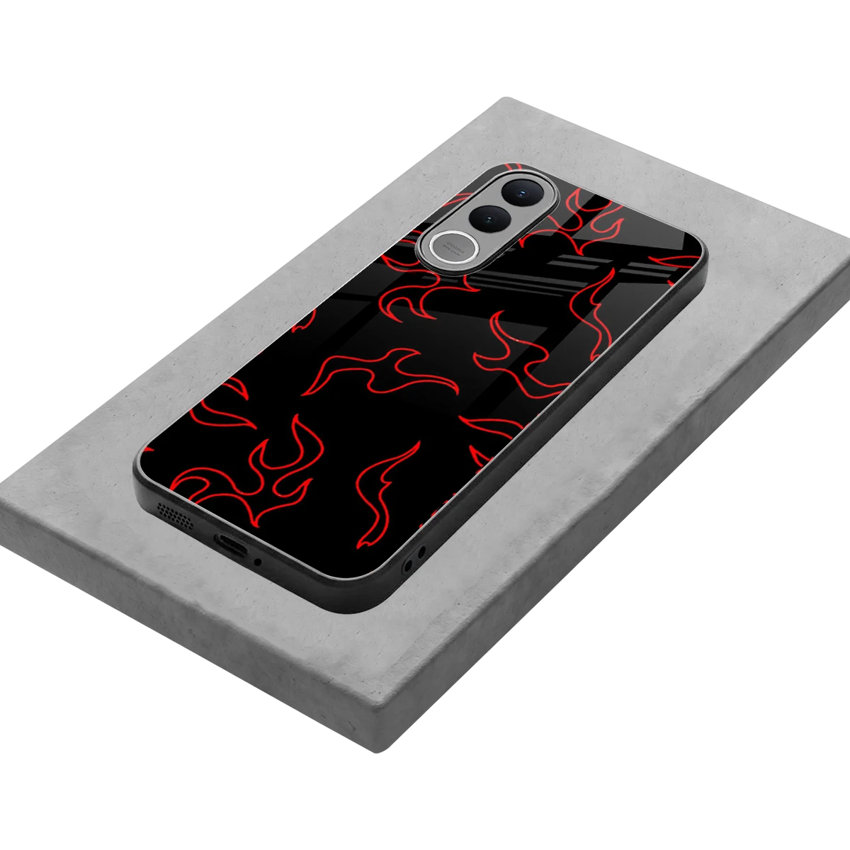Lil Flames Red stylish phone case for vivo v70 fe | glossy glass and slim fit