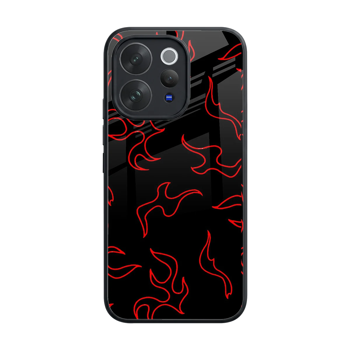 Lil Flames Red back phone cover | glass case for vivo v70