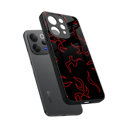 Lil Flames Red sleek vivo v70 elite cover with tempered glass back and TPU edges