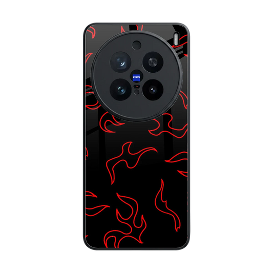 Lil Flames Red back phone cover | glass case for vivo x200 pro