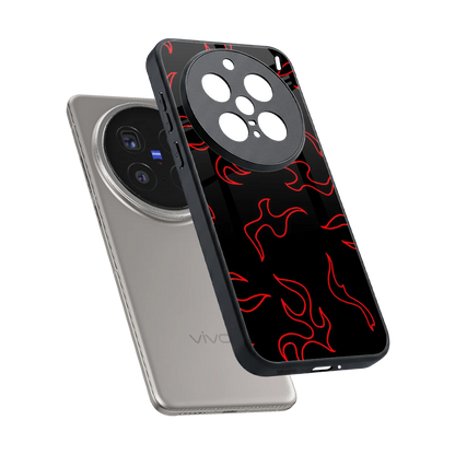 Lil Flames Red sleek vivo x200 pro cover with tempered glass back and TPU edges