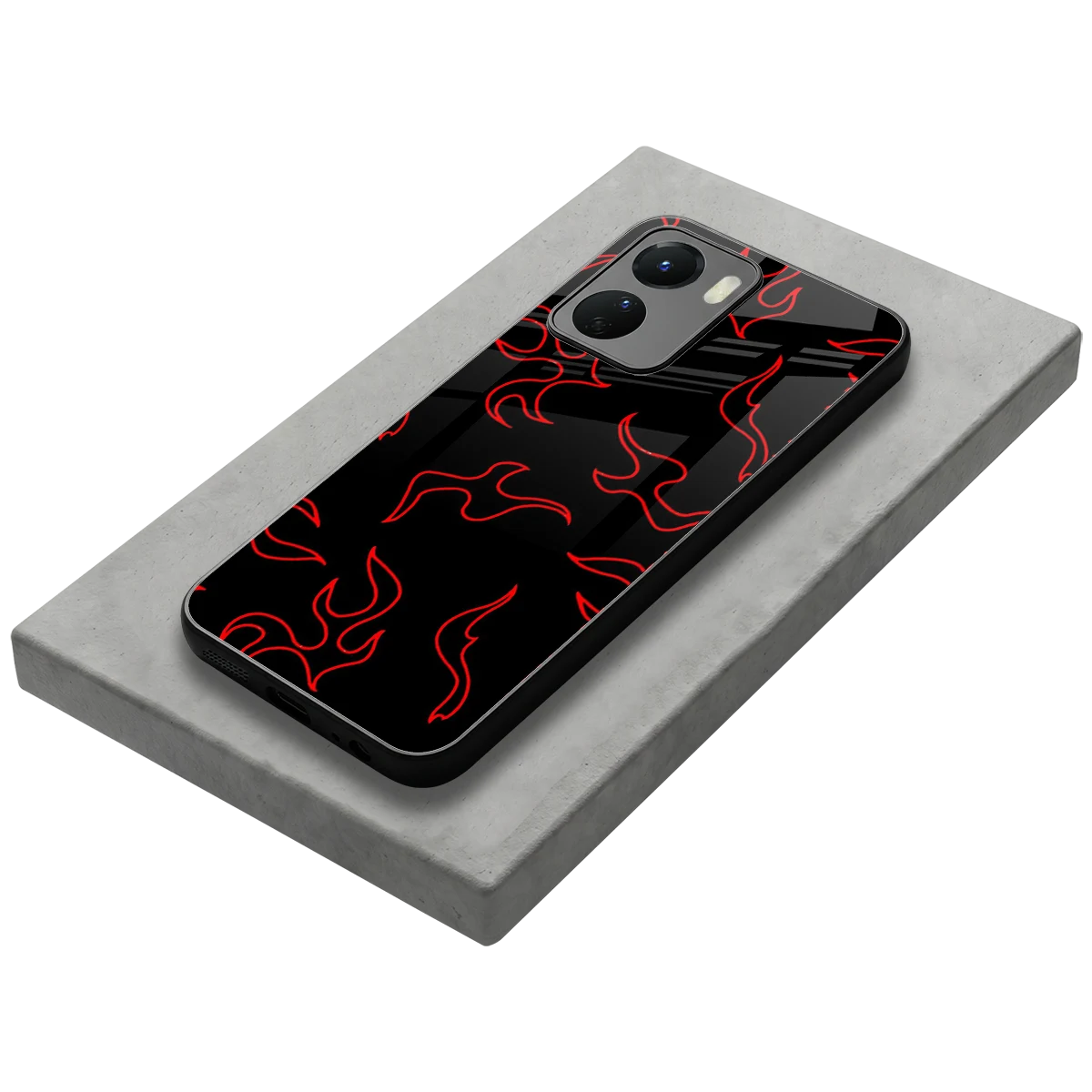 Lil Flames Red stylish phone case for vivo y16 | glossy glass and slim fit
