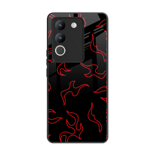 Lil Flames Red back phone cover | glass case for vivo y200 5g