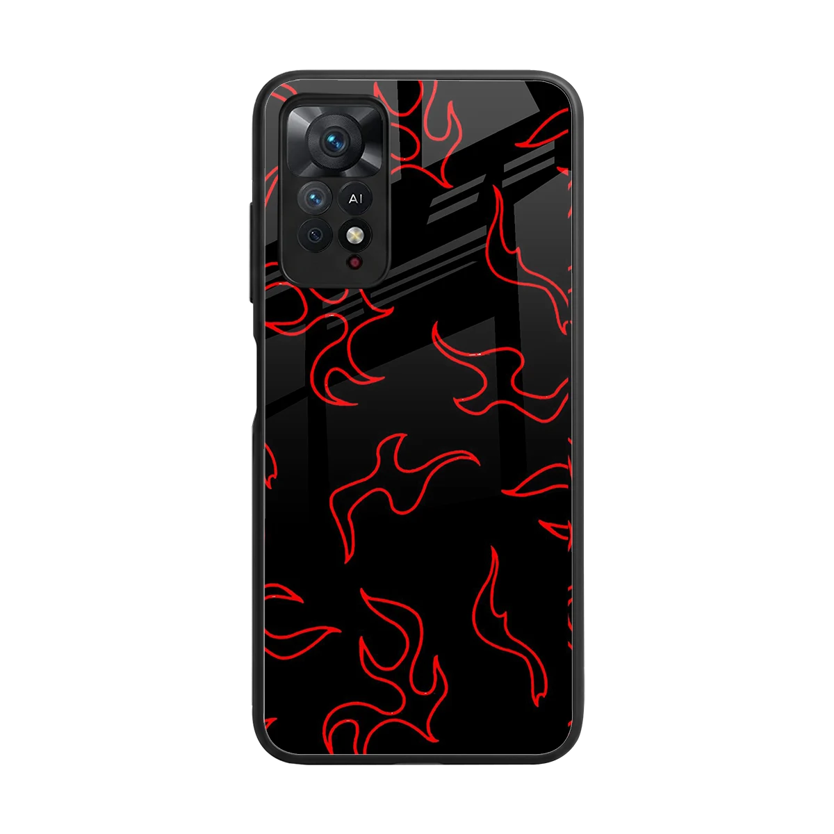 Lil Flames Red back phone cover | glass case for redmi note 11 pro