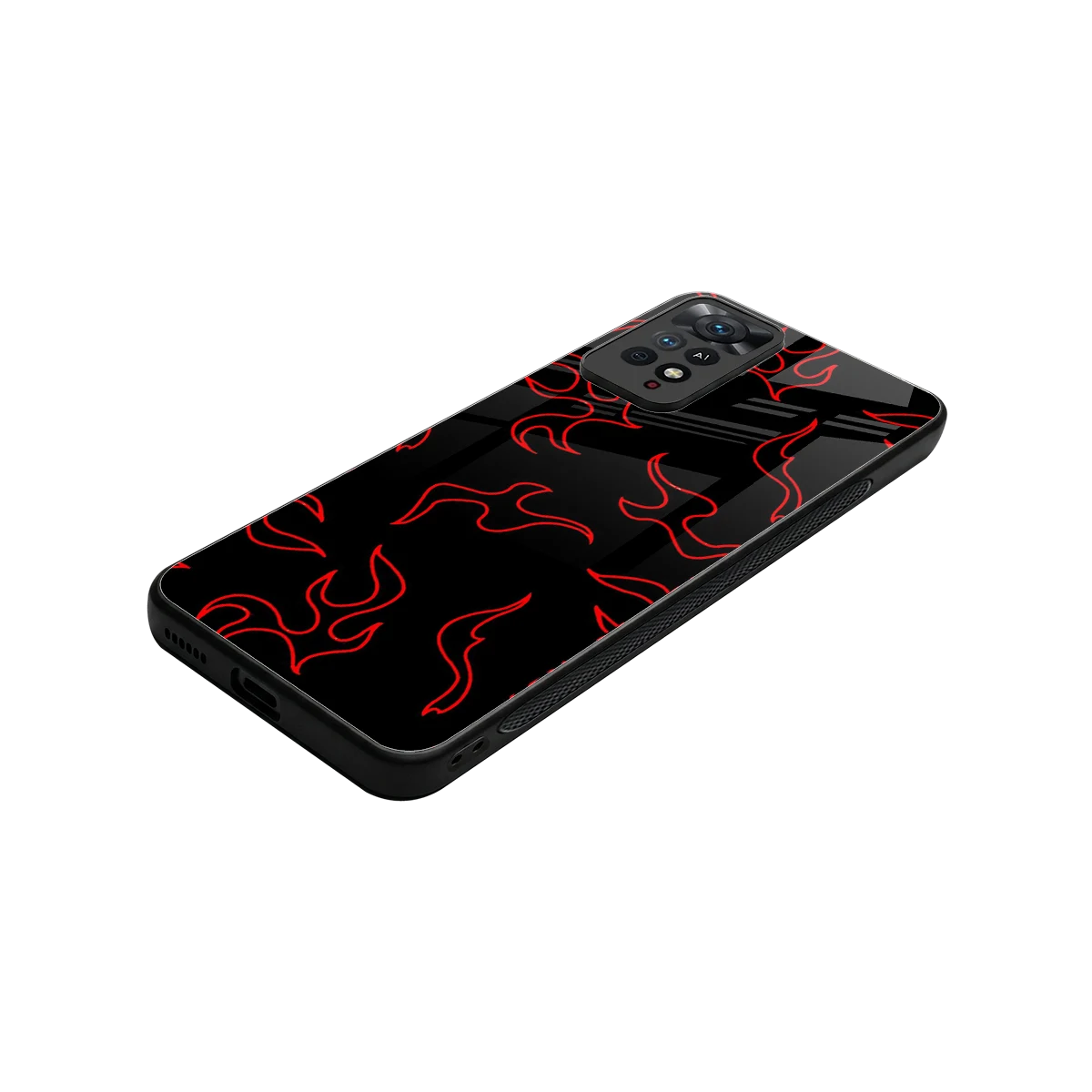 Lil Flames Red stylish phone case for redmi note 11 pro | glossy glass and slim fit