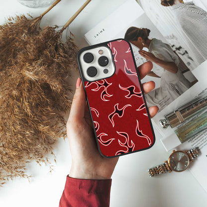 Lil Flames Black Red Phone Case for Iphone 16 | Glass Case