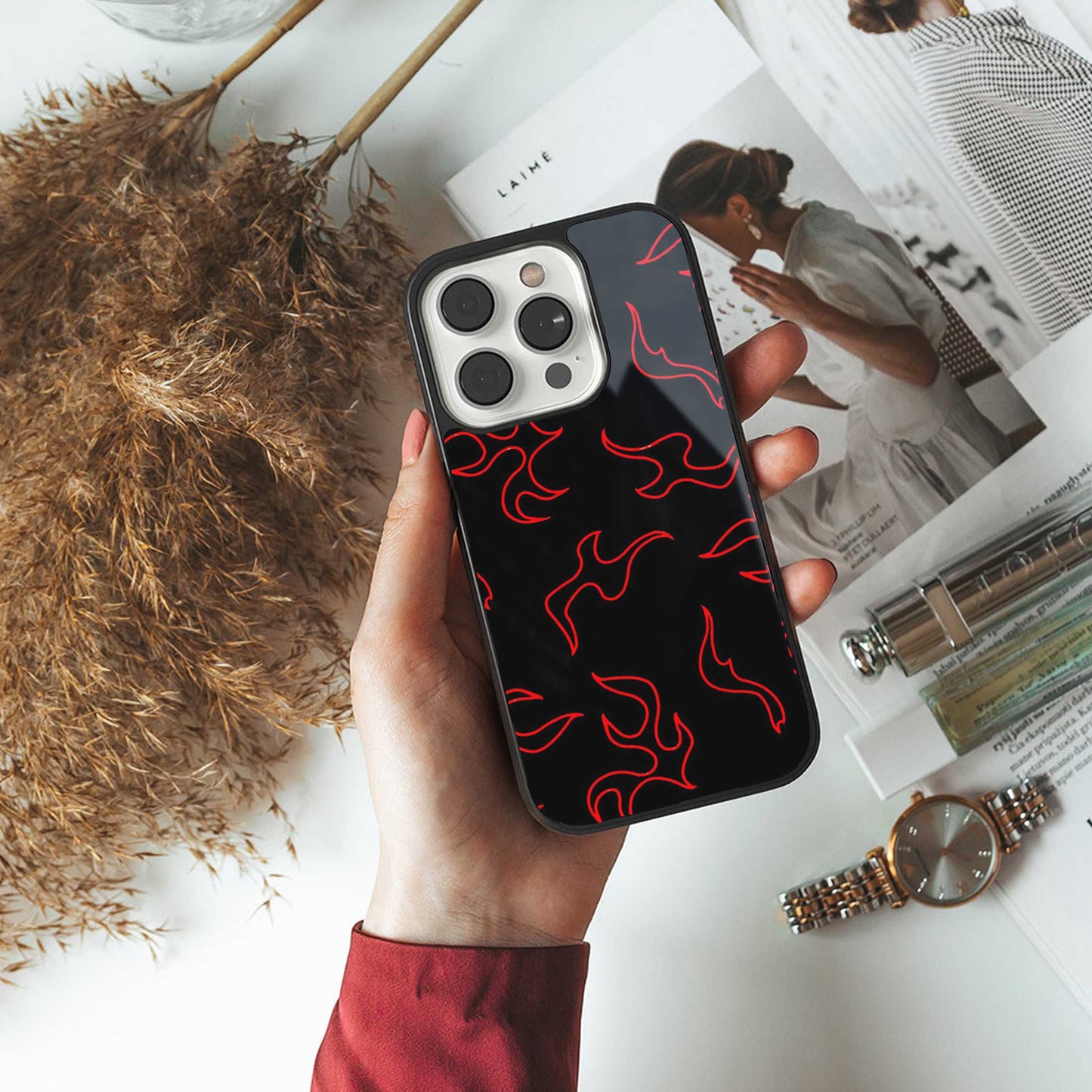 Lil Flames Red Phone Case for Iphone 16 | Glass Case