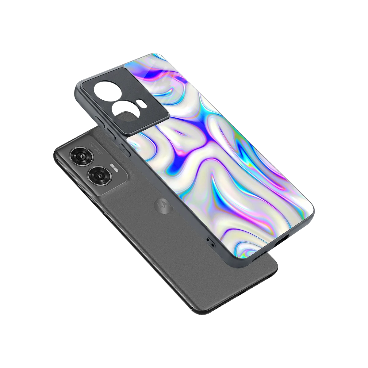 Lilac Drift sleek motorola edge 50 fusion cover with tempered glass back and TPU edges