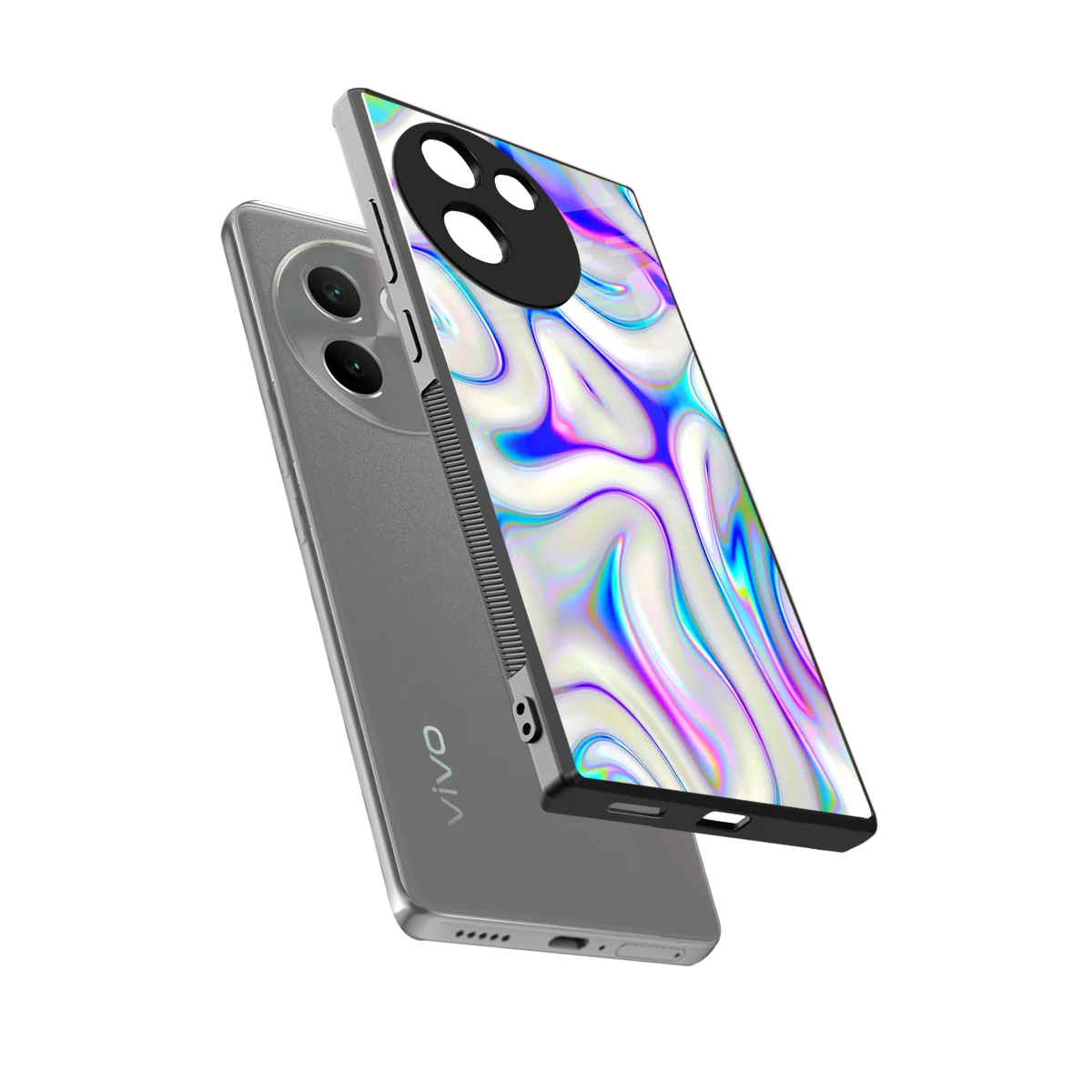 Lilac Drift sleek vivo v30e cover with tempered glass back and TPU edges