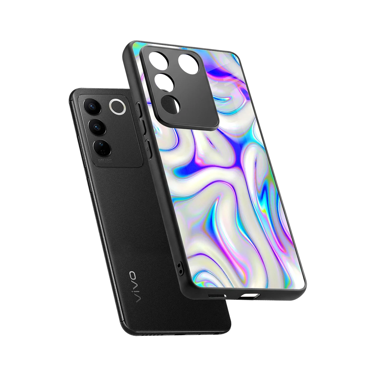 Lilac Drift sleek vivo v27 5g cover with tempered glass back and TPU edges