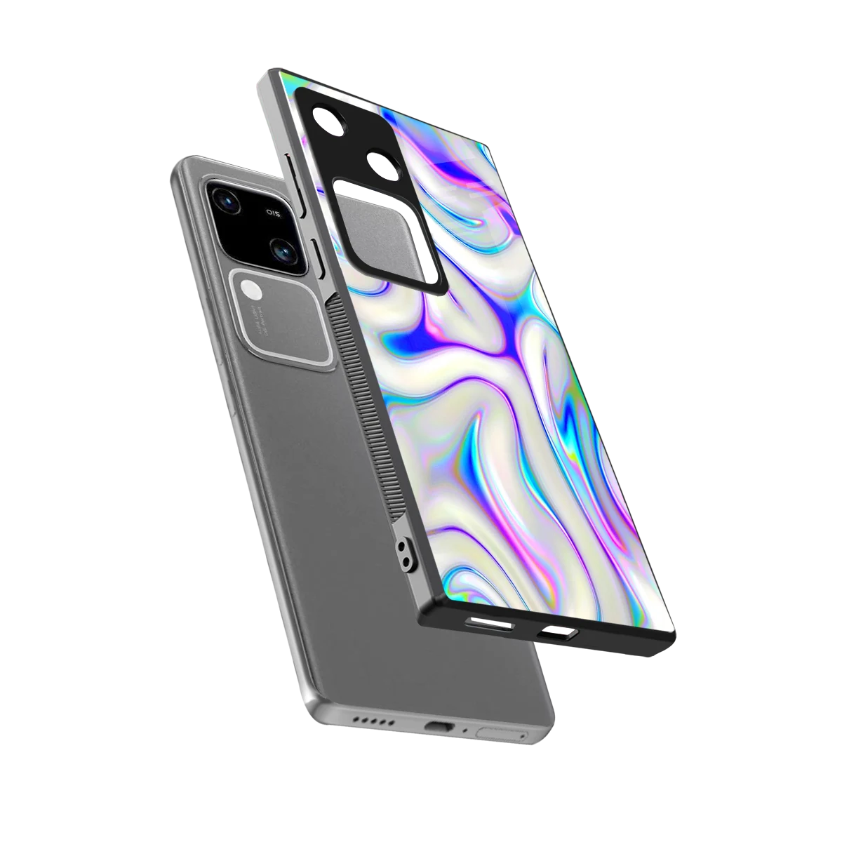Lilac Drift sleek vivo v30 cover with tempered glass back and TPU edges