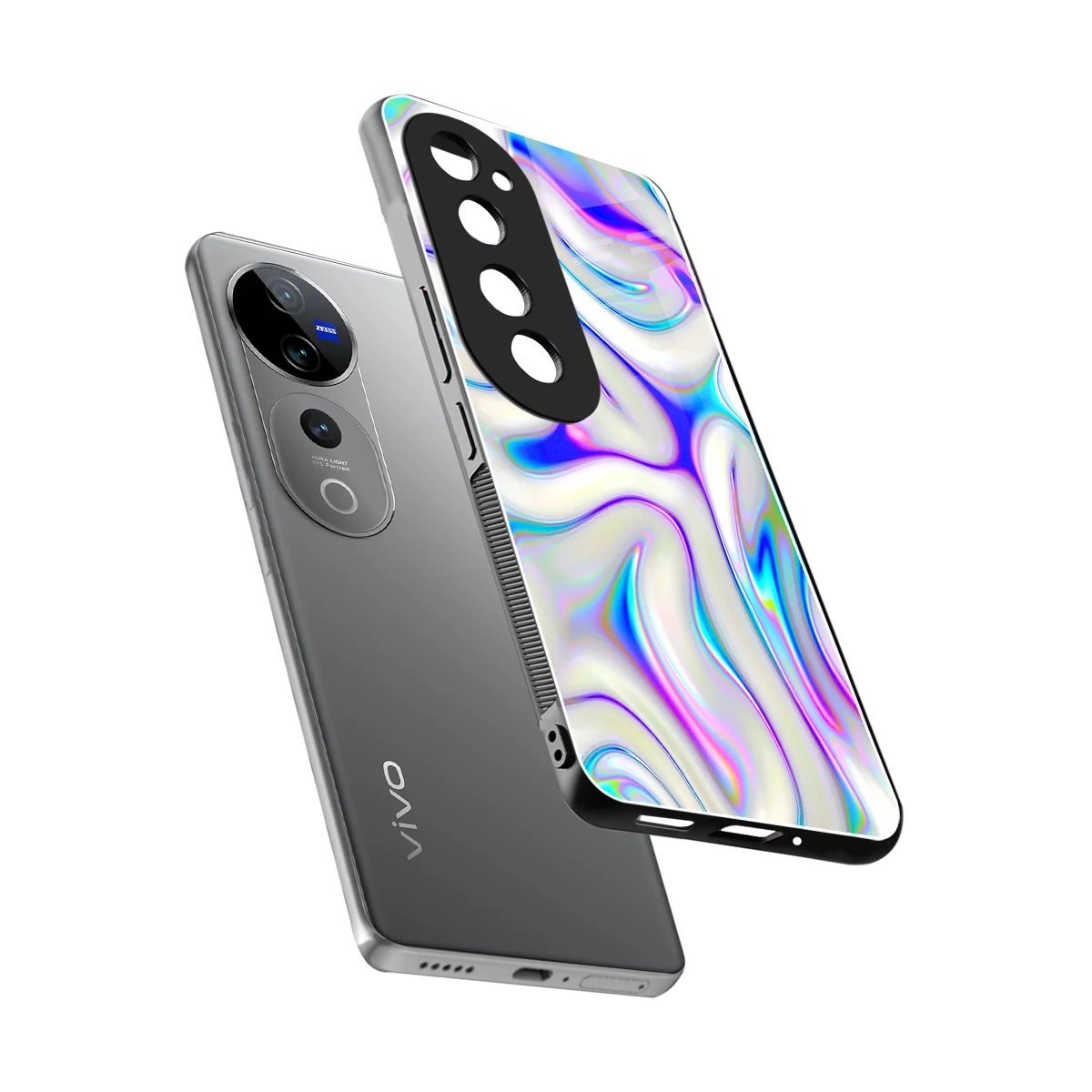 Lilac Drift sleek vivo v40 pro cover with tempered glass back and TPU edges